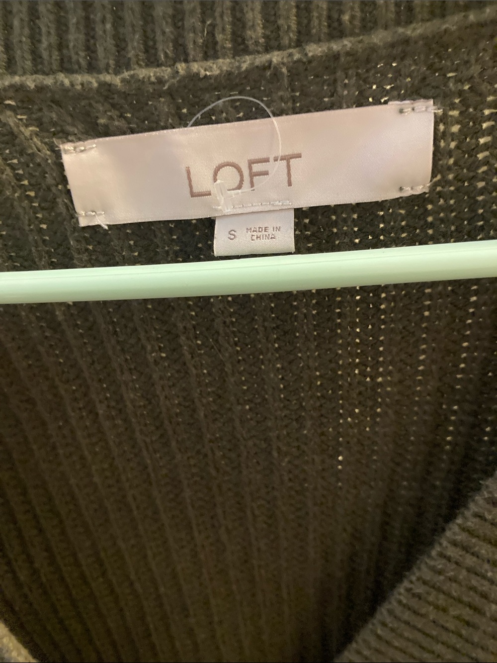 LOFT Olive Green Ribbed V-Neck Button Cardigan - Picture 2 of 4